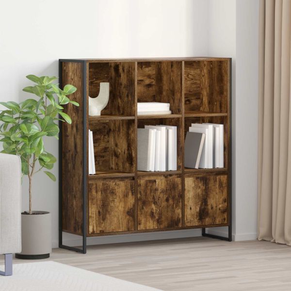 Шкаф за книги 99,5 x 30 x 108 см Инженерна дървесина Димящ дъб