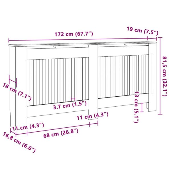 Калъф за радиатор 2 pcs Дъб сонома 172 x 19 x 81,5 см
