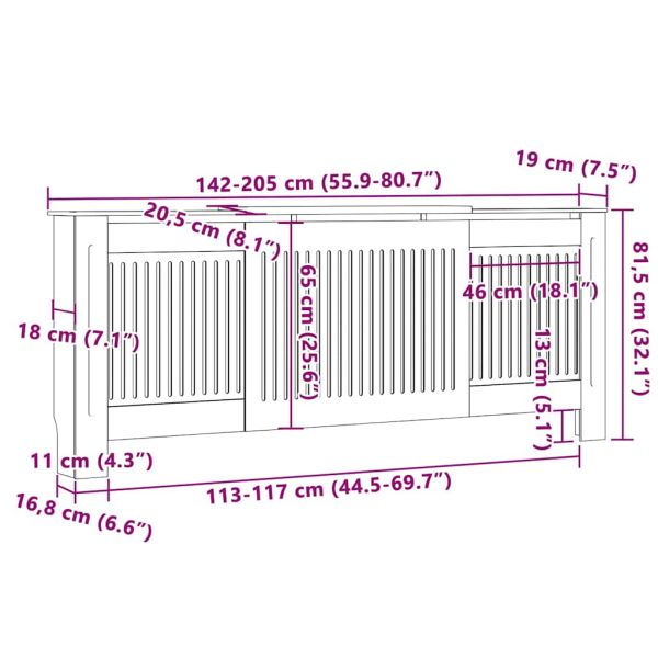 Калъф за радиатор 2 pcs Дъб сонома 205 x 20,5 x 81,5 см