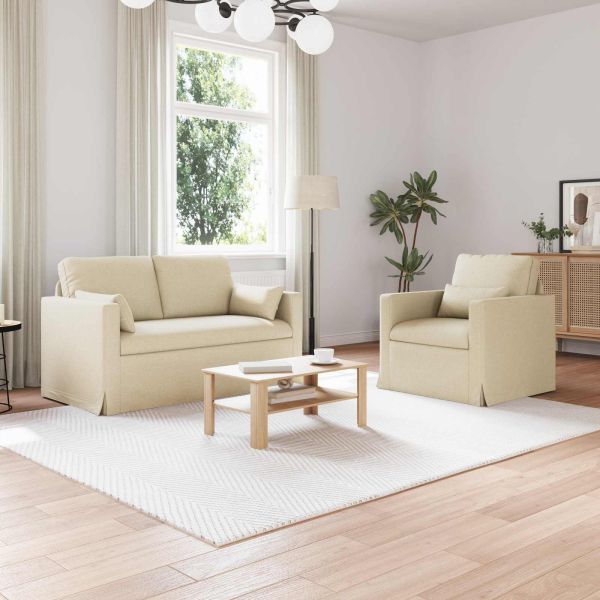 Комплект дивани 2 pcs Крем 139 x 78 x 80 см текстил