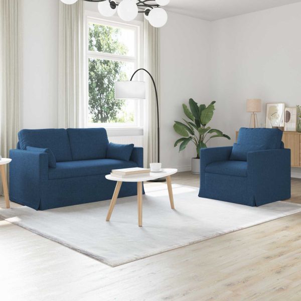 Комплект дивани 2 pcs Синьо 139 x 78 x 80 см текстил