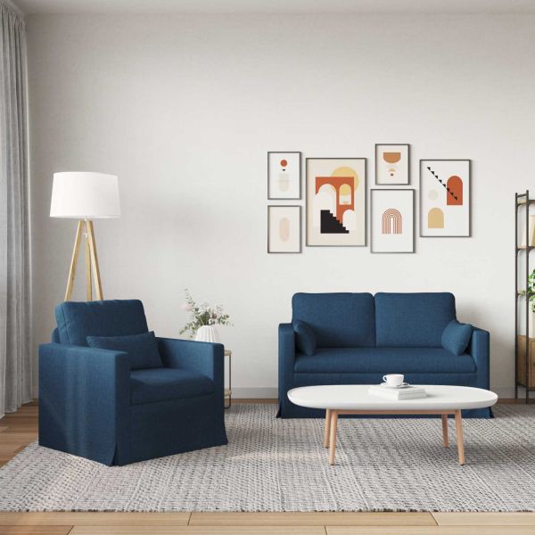 Комплект дивани 2 pcs Синьо 139 x 78 x 80 см текстил