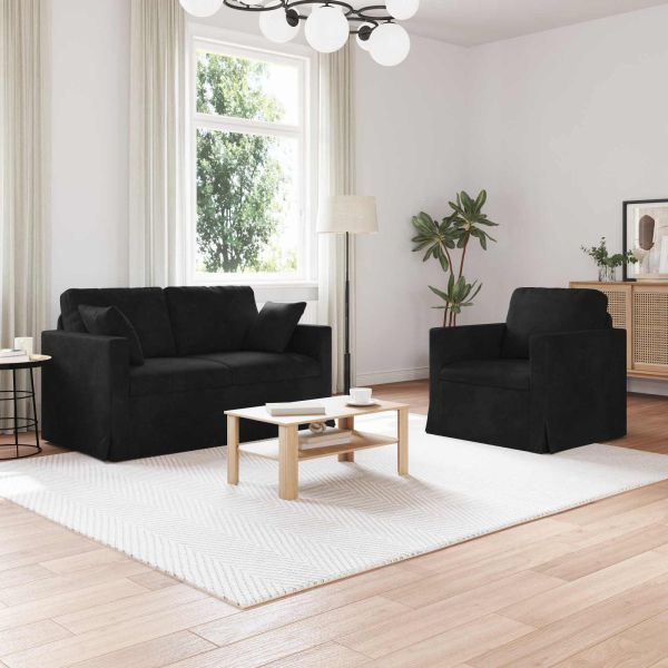 Комплект дивани 2 pcs Черно 138 x 78 x 80 см Кадифе