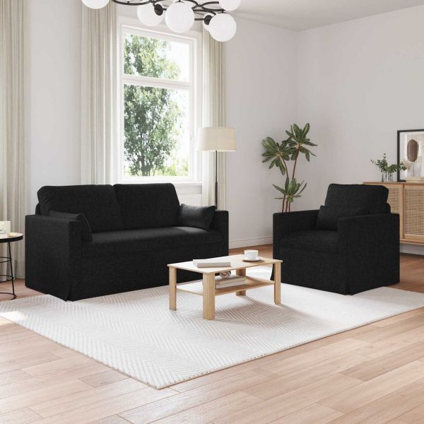 Комплект дивани 2 pcs Черно 158 x 78 x 80 см текстил