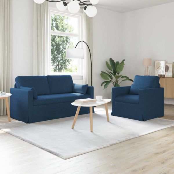 Комплект дивани 2 pcs Синьо 158 x 78 x 80 см текстил