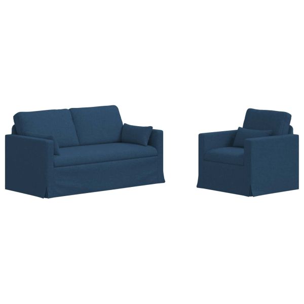 Комплект дивани 2 pcs Синьо 158 x 78 x 80 см текстил