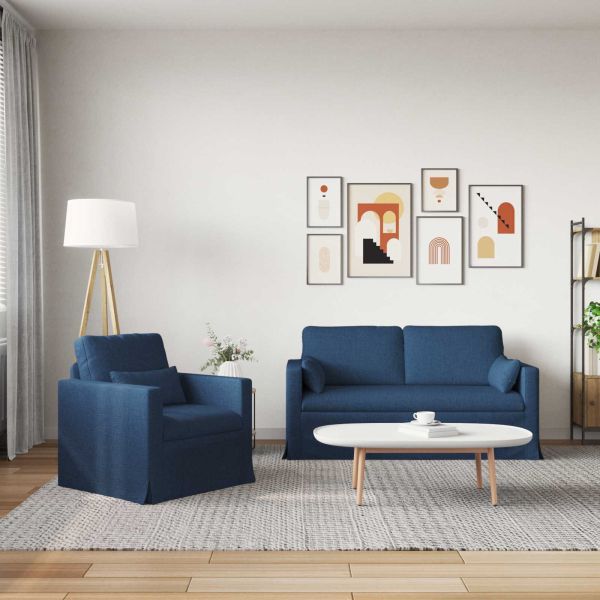 Комплект дивани 2 pcs Синьо 158 x 78 x 80 см текстил