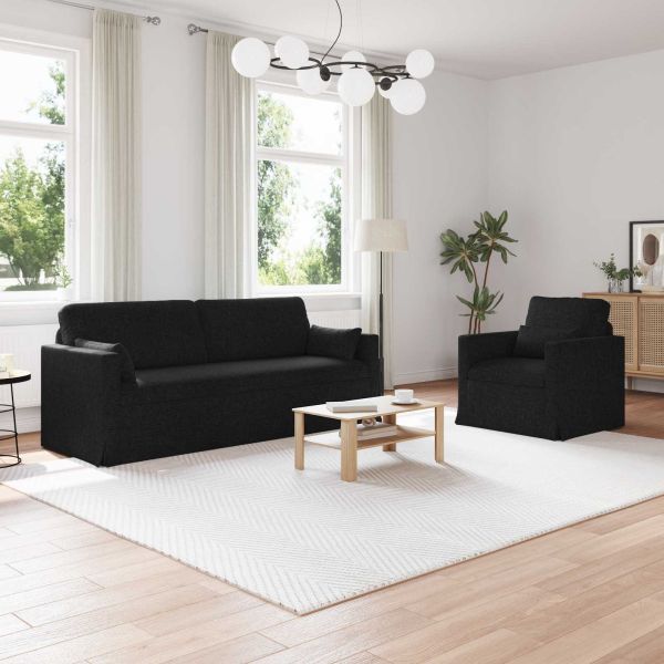 Комплект дивани 2 pcs Черно 198 x 78 x 80 см текстил