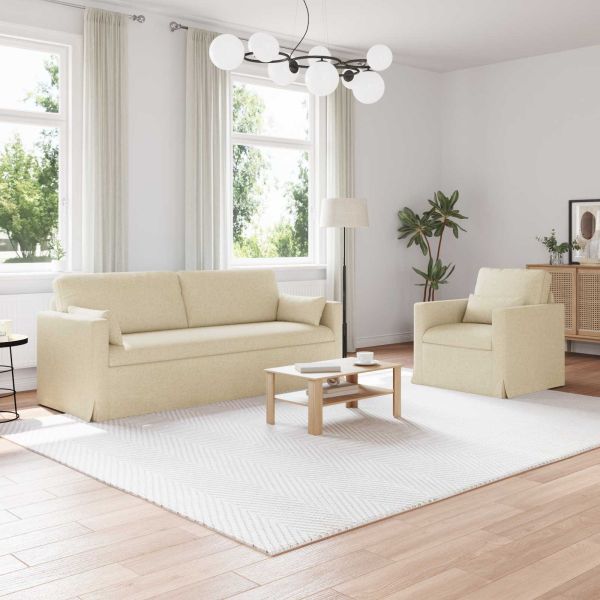 Комплект дивани 2 pcs Крем 198 x 78 x 80 см текстил