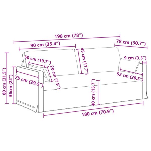 Комплект дивани 2 pcs Крем 198 x 78 x 80 см текстил