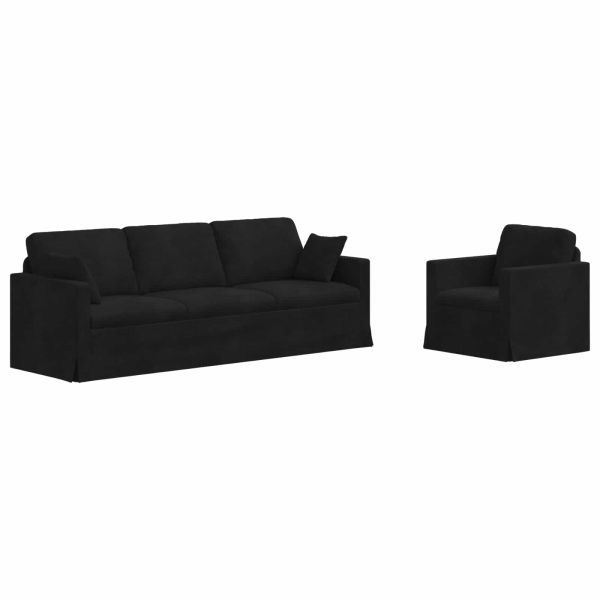 Комплект дивани 2 pcs Черно Кадифе