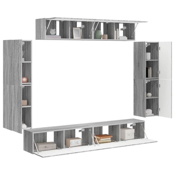 ТВ шкаф 8 pcs Сив Сонома