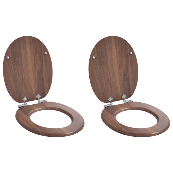 Мека затваряща се тоалетна седалка 2 pcs Кафяво 44 x 38 см ПДЧ