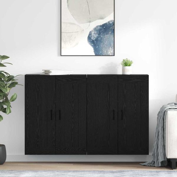 Стенно монтиран шкаф 2 pcs Черния дъб 69,5 x 34 x 90 см