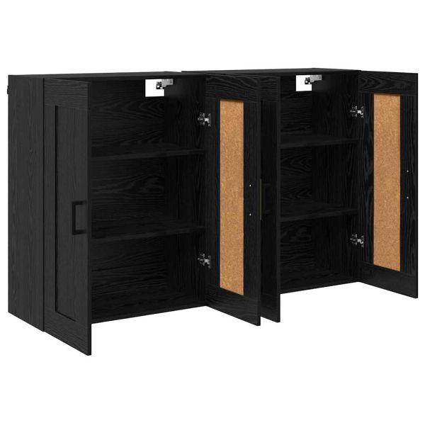 Стенно монтиран шкаф 2 pcs Черния дъб 69,5 x 34 x 90 см