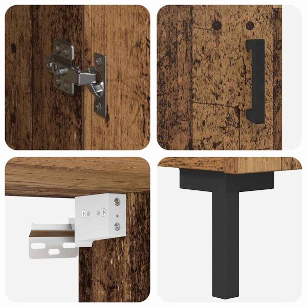 Висок шкаф 2 pcs Старо дърво Инженерно дърво