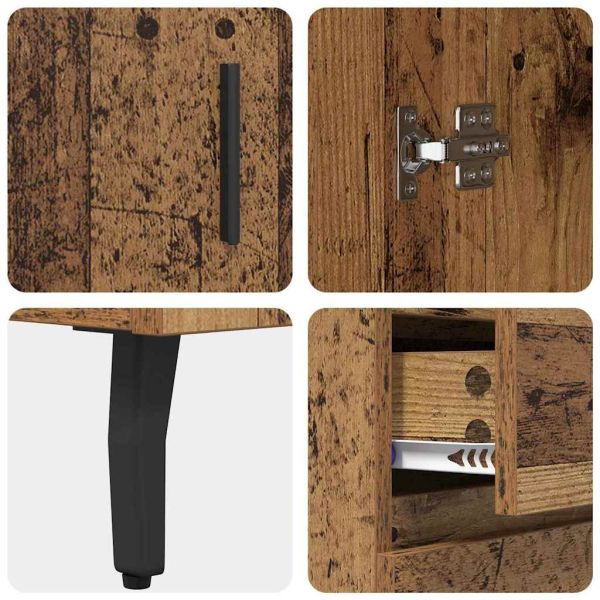 Висок шкаф с чекмедже 2 pcs Старо дърво Инженерно дърво