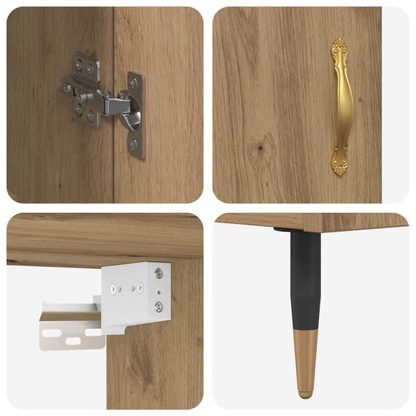 Висок шкаф 2 pcs Дъб Инженерно дърво