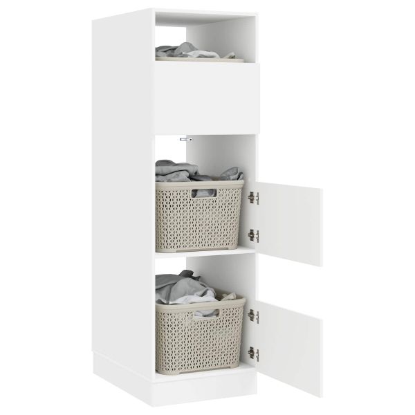 Мивка за пране със съхранение с врата Бяло Инженерно дърво