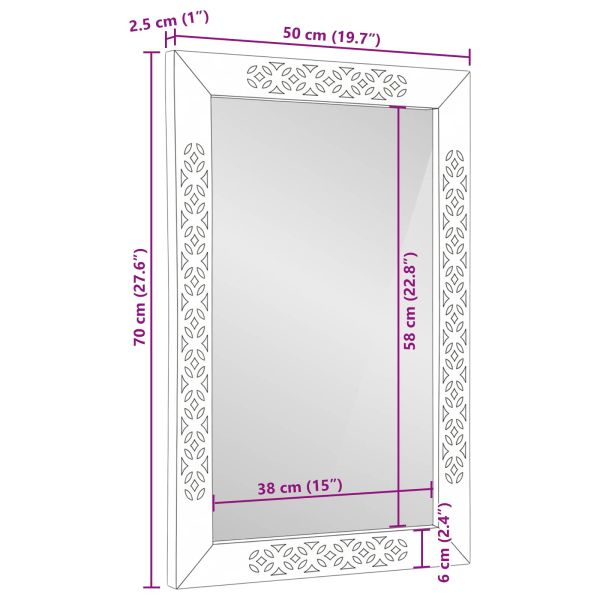 стеннo огледало Правоъгълна Избелено бяло 70 x 50 cm