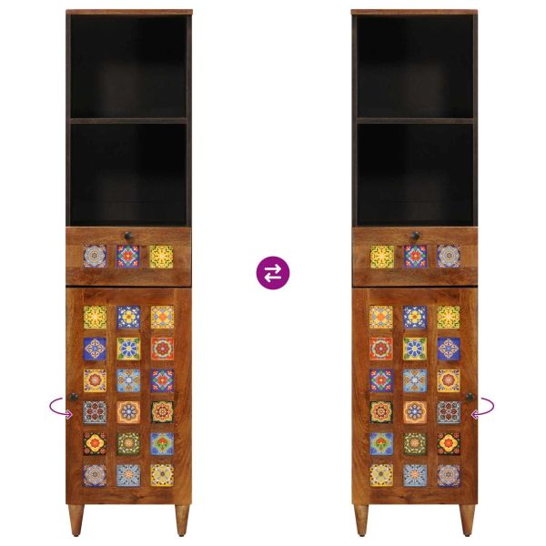 Шкаф за баня с чекмедже с рафт с врата Орех 38 x 33 x 160 см