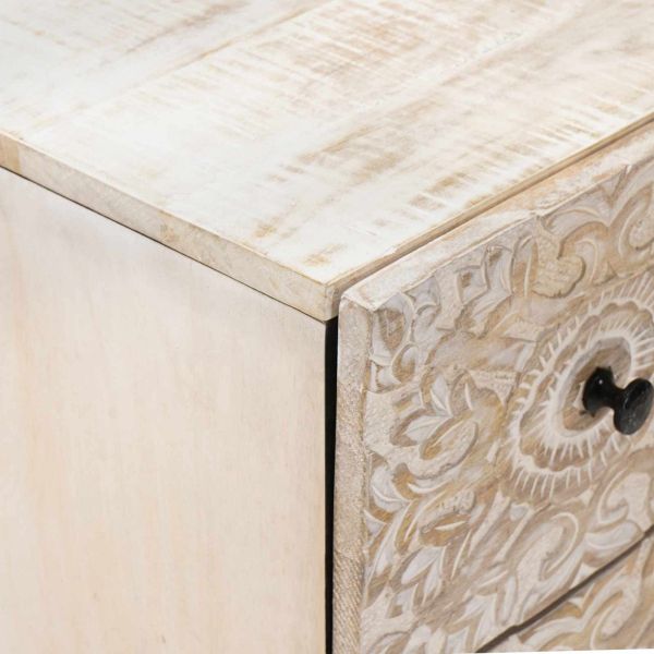 Шкаф за съхранение Бяло 60 x 33,5 x 75 см Солидно мангово дърво