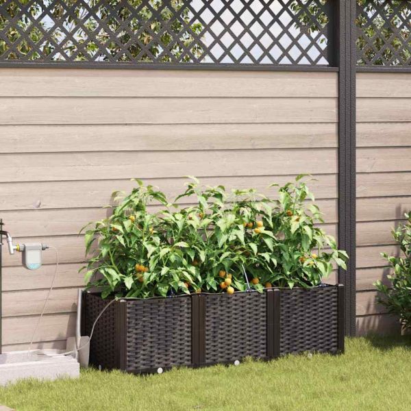 Градинска саксия 3 pcs Кафяво 120 x 40 x 37,5 см Пластмаса