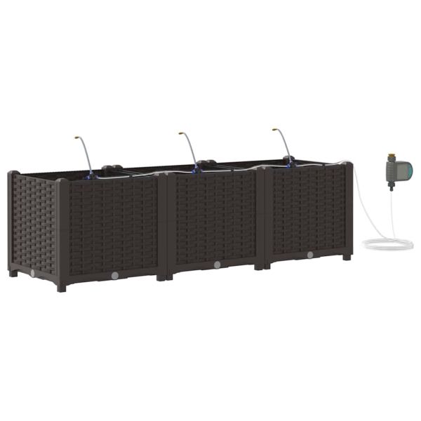Градинска саксия 3 pcs Кафяво 120 x 40 x 37,5 см Пластмаса