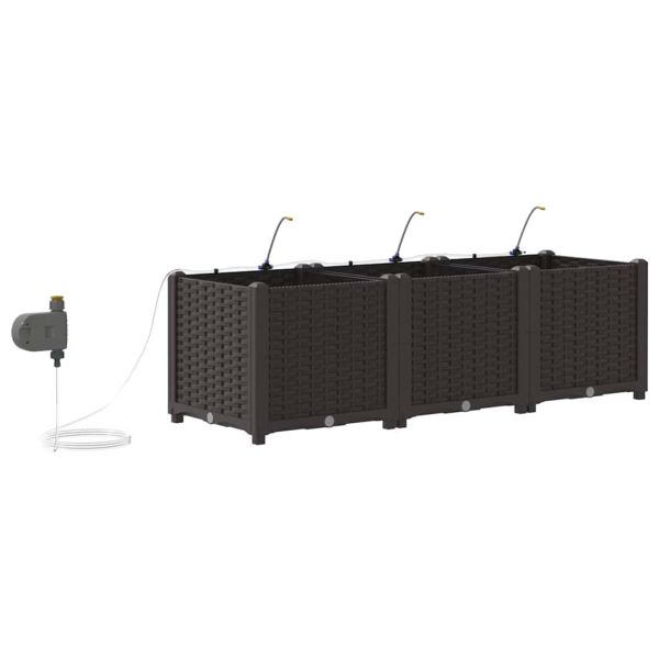 Градинска саксия 3 pcs Кафяво 120 x 40 x 37,5 см Пластмаса