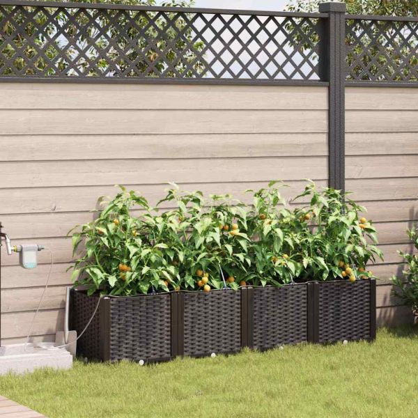 Градинска саксия 4 pcs Кафяво 160 x 40 x 37,5 см Пластмаса