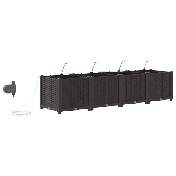 Градинска саксия 4 pcs Кафяво 160 x 40 x 37,5 см Пластмаса
