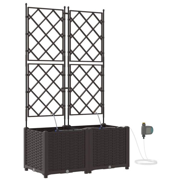 Градинска саксия 2 pcs Кафяво 80 x 40 x 142 cm Пластмаса