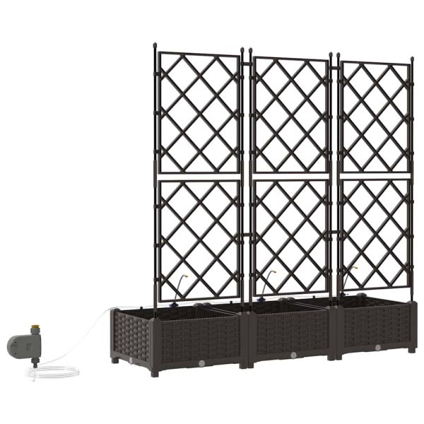 Градинска саксия 3 pcs Кафяво 120 x 40 x 126 см Пластмаса
