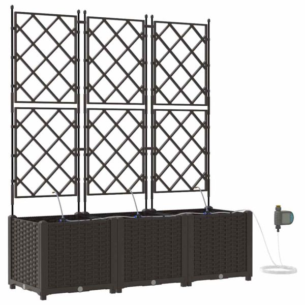 Градинска саксия 3 pcs Кафяво 120 x 40 x 142 cm Пластмаса