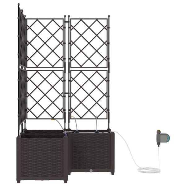 Градинска саксия 3 pcs Кафяво 80 x 80 x 142 см Пластмаса