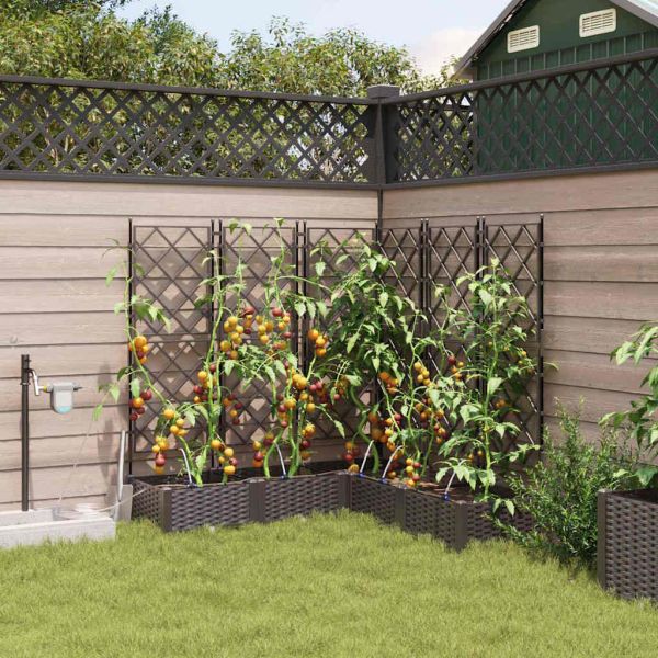 Градинска саксия 5 pcs Кафяво 120 x 120 x 126 см Пластмаса