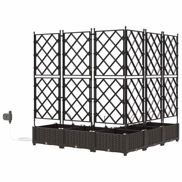 Градинска саксия 5 pcs Кафяво 120 x 120 x 126 см Пластмаса