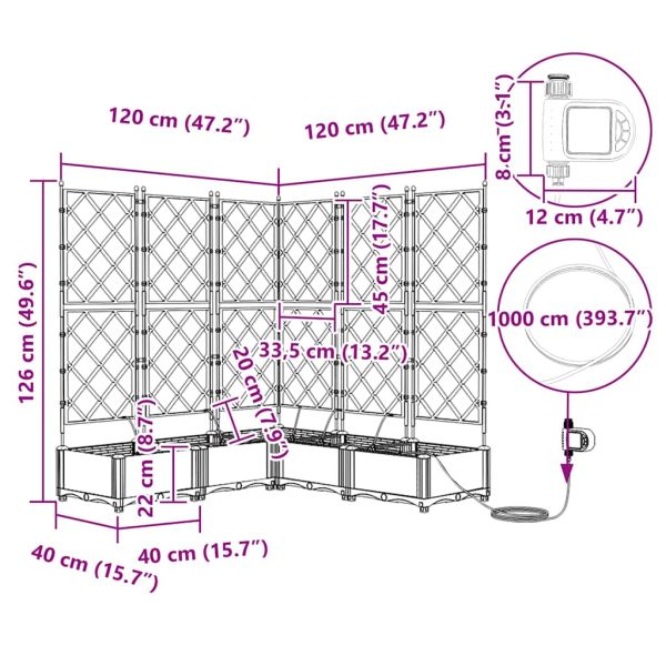 Градинска саксия 5 pcs Кафяво 120 x 120 x 126 см Пластмаса