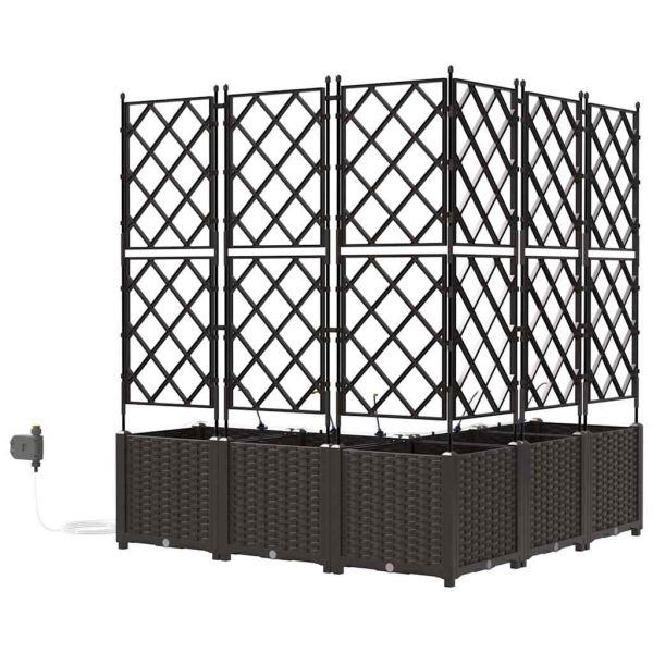 Градинска саксия 5 pcs Кафяво 120 x 120 x 142 см Пластмаса
