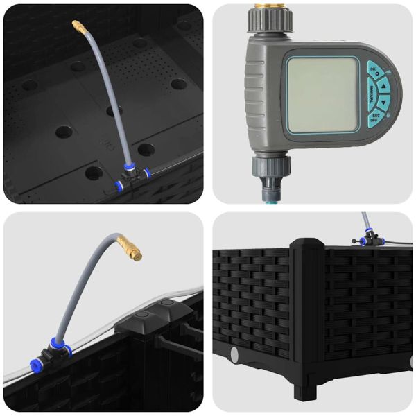 Градинска саксия 4 pcs Черен Пластмаса