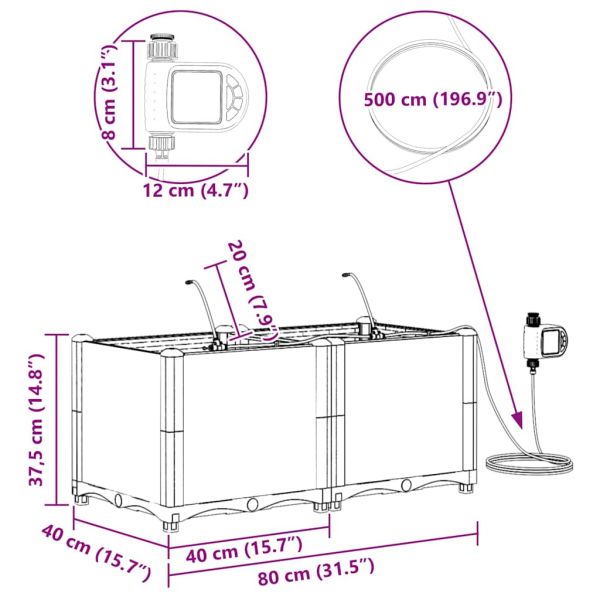 Градинска саксия 2 pcs Черен Пластмаса