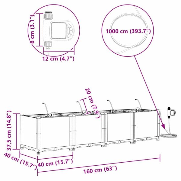 Градинска саксия 4 pcs Черен Пластмаса