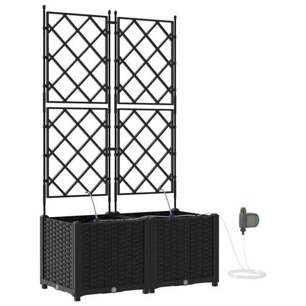 Градинска саксия 2 pcs Черен Пластмаса