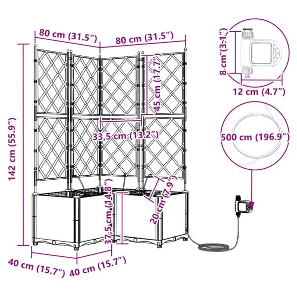 Градинска саксия 3 pcs Черен Пластмаса