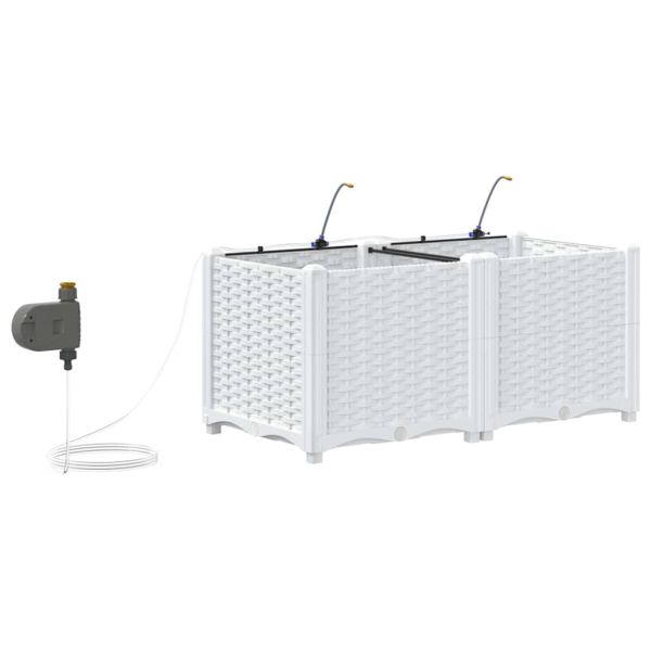 Градинска саксия 2 pcs Бял Пластмаса