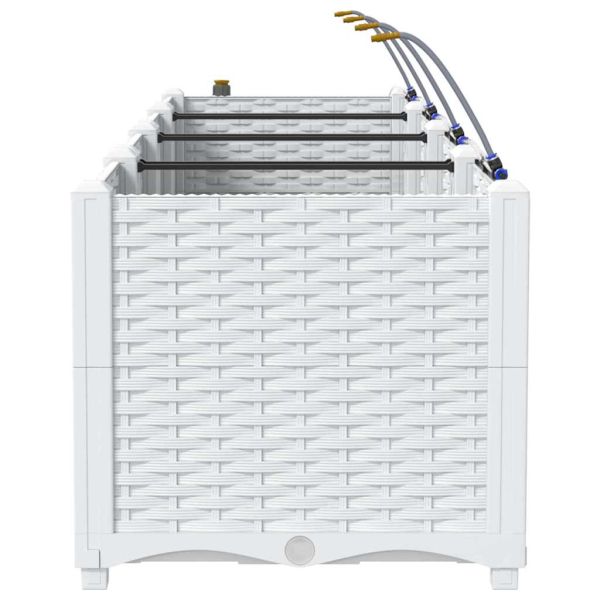 Градинска саксия 3 pcs Бял Пластмаса