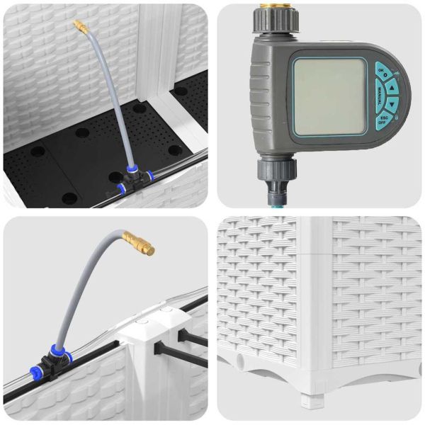 Градинска саксия 3 pcs Бял Пластмаса