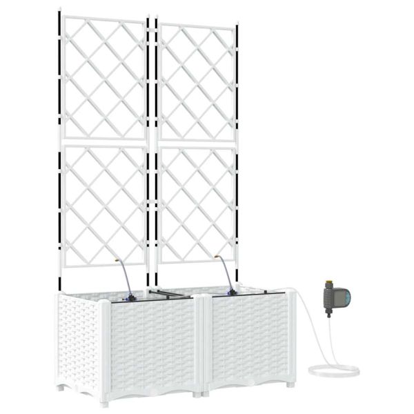 Градинска саксия 2 pcs Бял 80 x 40 x 142 cm Пластмаса