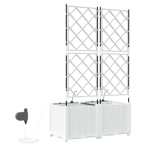 Градинска саксия 2 pcs Бял 80 x 40 x 142 cm Пластмаса