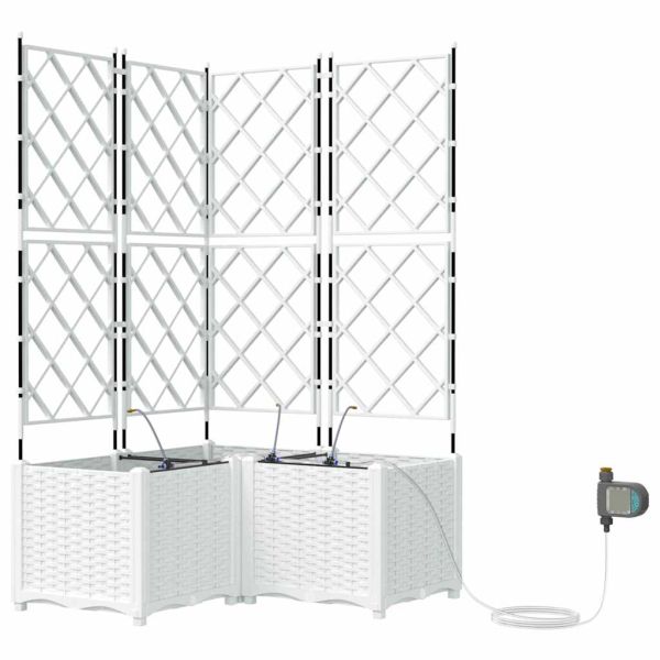 Градинска саксия 3 pcs Бял 80 x 80 x 142 см Пластмаса